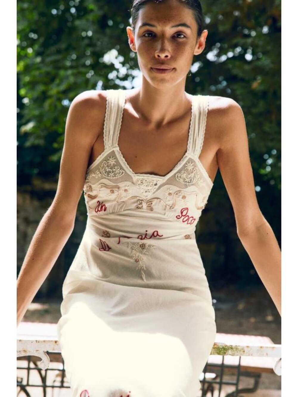 ZARA DRESS WITH EMBROIDERY, TEXT, AND BEADING